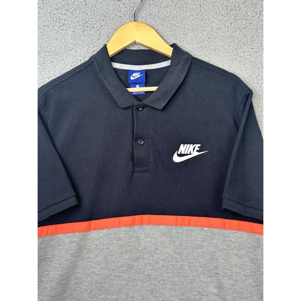 Nike Sportswear NSW Matchup Polo Shirt Mens Black Gray Pique Cotton 886507-010